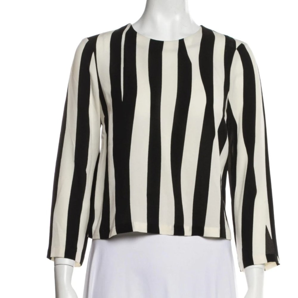 A.L.C black and white striped silk blouse